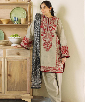 ZARASHAHJAHAN Lawn-3PC Embroidered with Digital printed Dupatta-1018