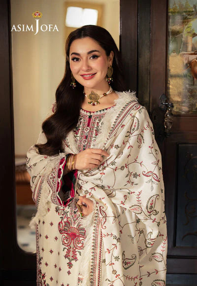 Asim Jofa Dhanak 3PC Embroidered Shirt With Digital Printed Shawl - 693