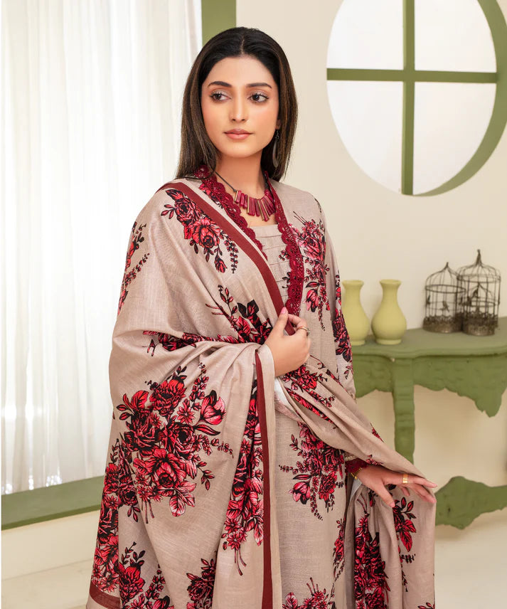 CREATION KHADDAR 3PC WITH KHADDAR PRINTED SHIRT & TROUSER-917