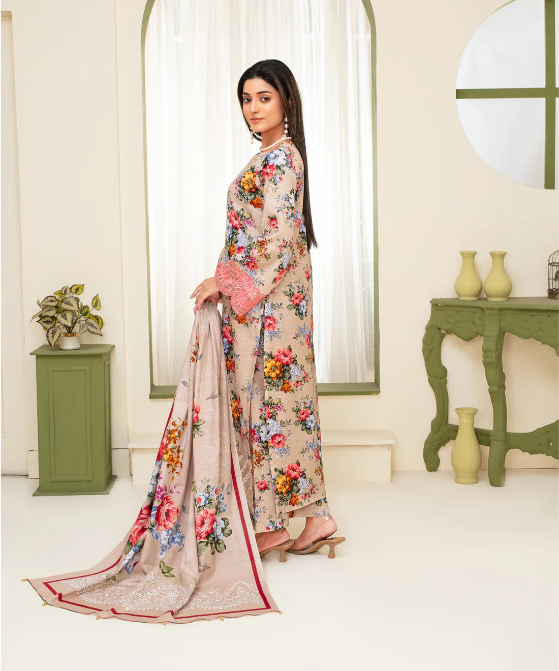 CREATION KHADDAR 3PC WITH KHADDAR PRINTED SHIRT & TROUSER-913