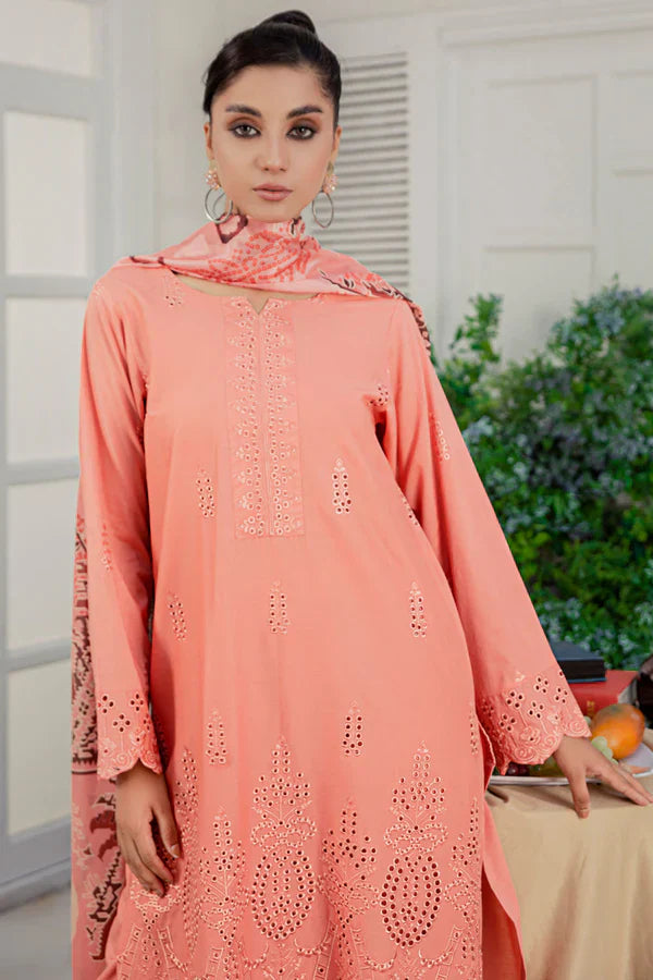 ZARA SHAHJAHAN 3PC Dhanak Embroidered Shirt With Digital Printed Shawl-2003