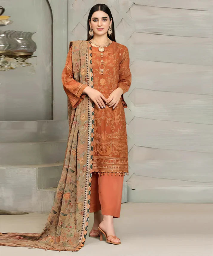 Baroque Lawn 3PC Embroidered with Chiffon Embroidered Dupatta-1163