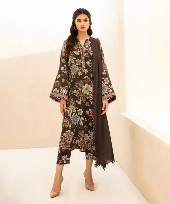 BAROQUE - 3PC Lawn Printed Shirt With Voile Printed Dupatta-1510