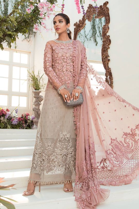 MARIA B 3PC Embroidered with Embroidered Chiffon Heavy Dupatta-I-963